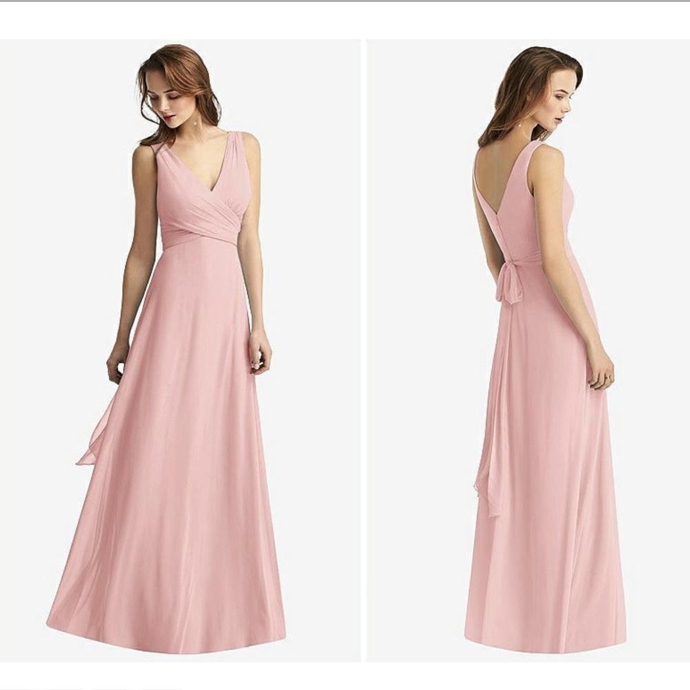 DESSY - SLEEVELESS V-NECK CHIFFON WRAP DRESS - ROSE 6